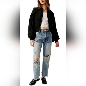 NWT Free People On Pointe Bomber Jacket - Puff Balloon Sleeve Size Large $168